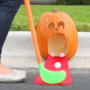 pumpkin golf halloween activity for toddlers and preschoolers